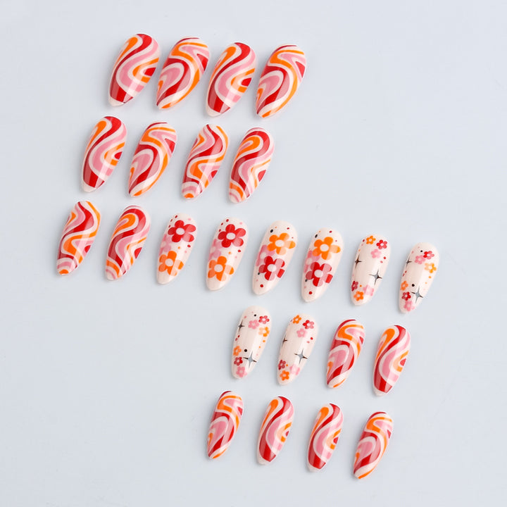 Retro Floral Nail Art Design Kalsten