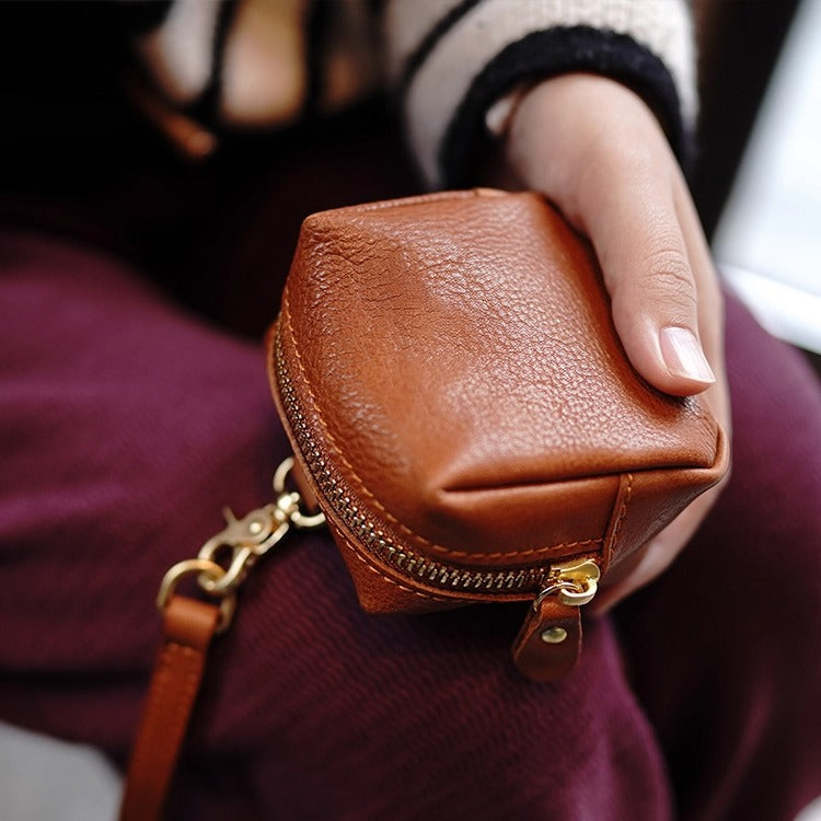 Compact Leather Coin Pouch