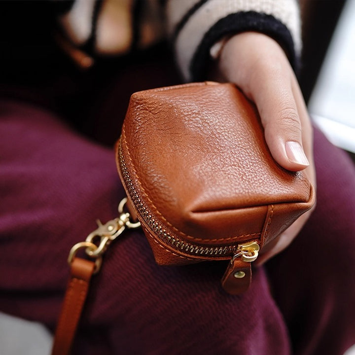 Compact Leather Coin Pouch