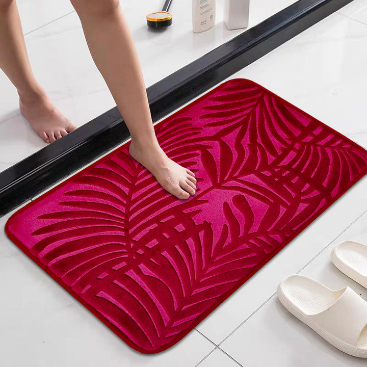 Tropical Leaf Design Memory Foam Bath Mat Kalsten