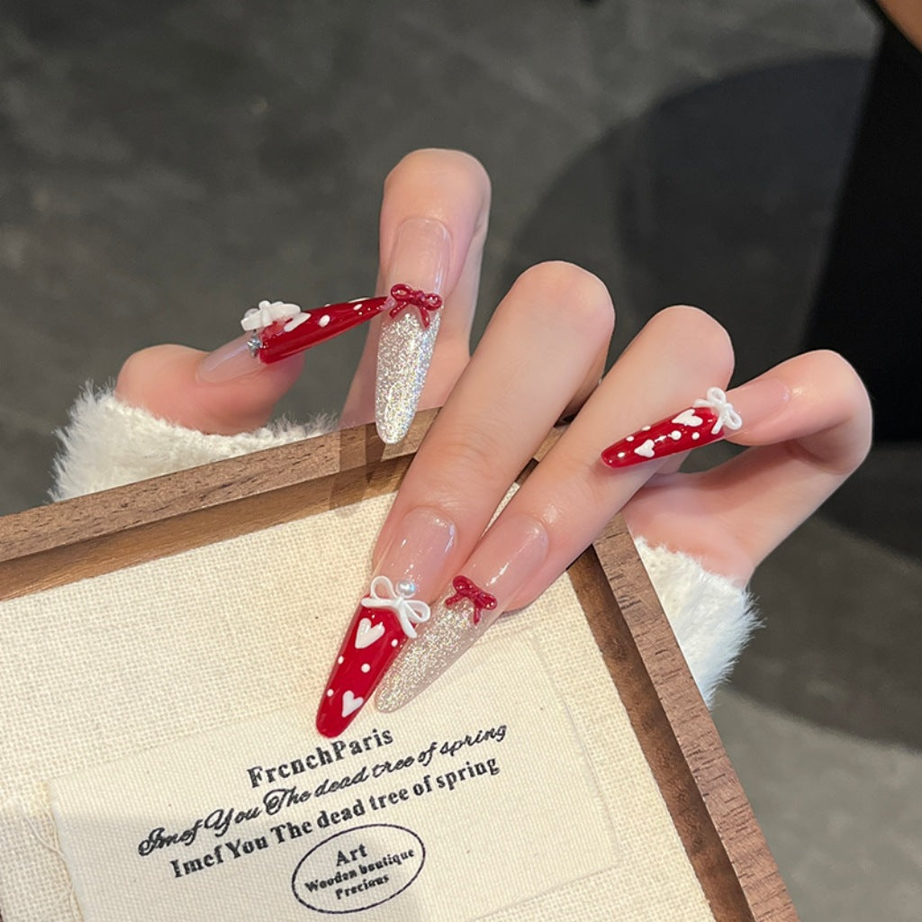 Romantic Heart-Themed Press-On Nail Extensions Kalsten