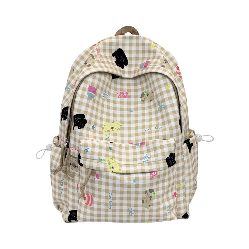 Backpack with Creative Checkered Pattern and Playful Appliqués Kalsten