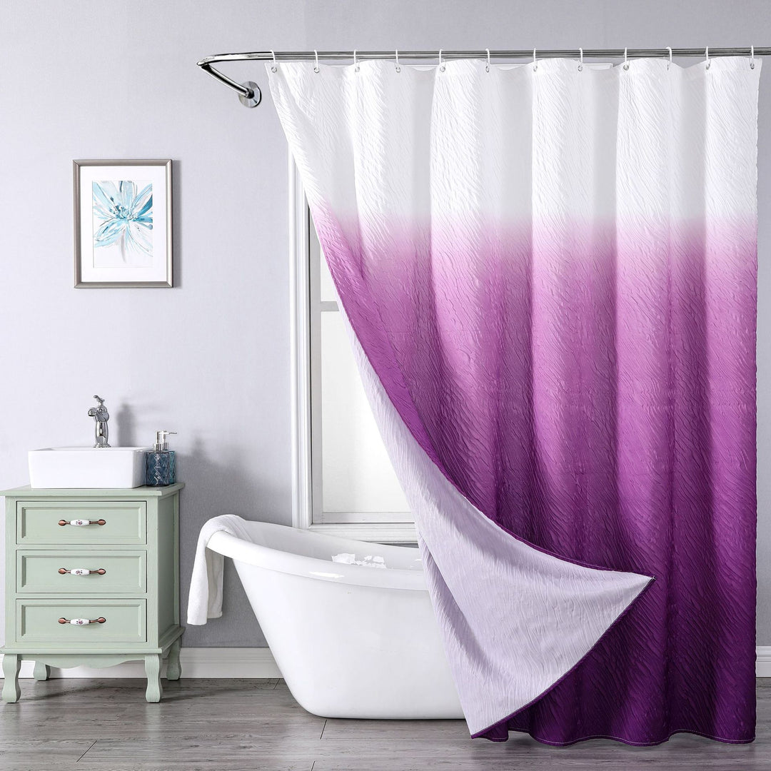 Textured Leaf Motif Shower Curtain Kalsten