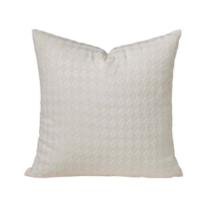 Square decorative pillow with woven triangle structure and removable cover