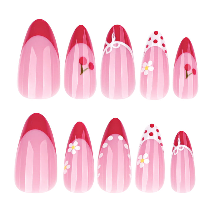 Artistic Nail Extensions with Cheerful Cherry Design Kalsten
