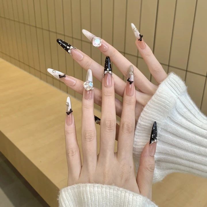 Premium Crystal-Decorated Stiletto Press-On Nail Extensions Kalsten