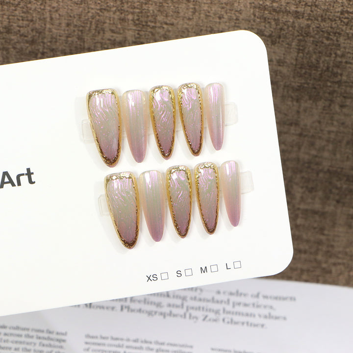 Luxury Press-On Nail Set with Elegant Metallic Edges Kalsten