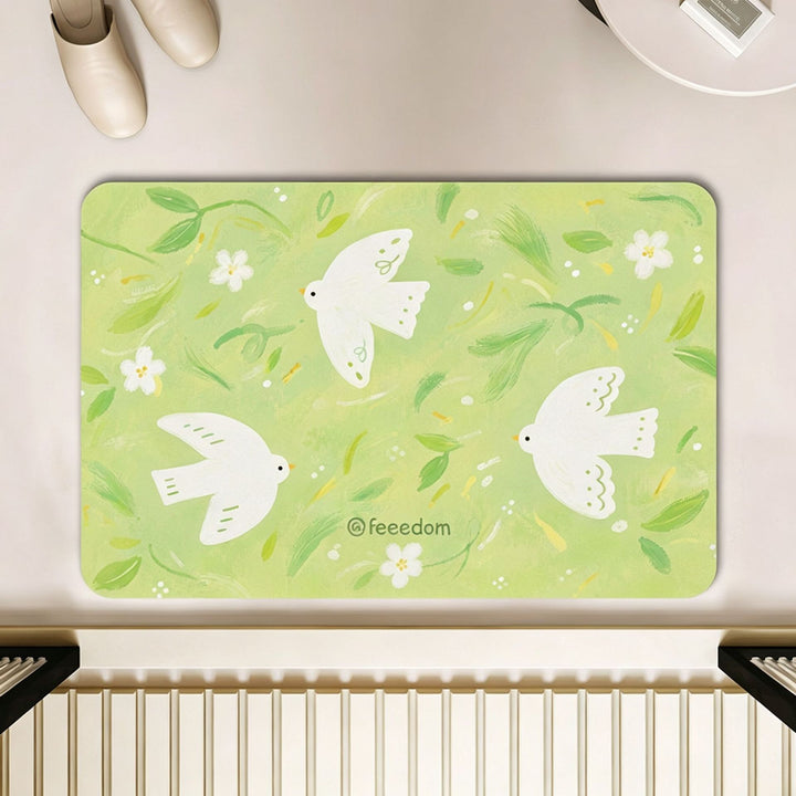 Artistic Floral Motif Bath Mat
