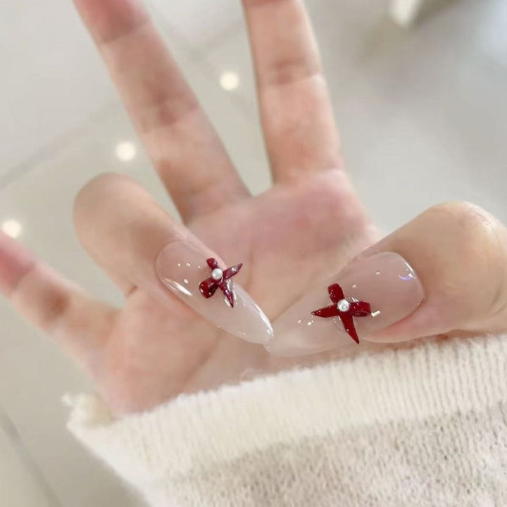 Elegant Stiletto Press-On Nails with Decorative Accents Kalsten