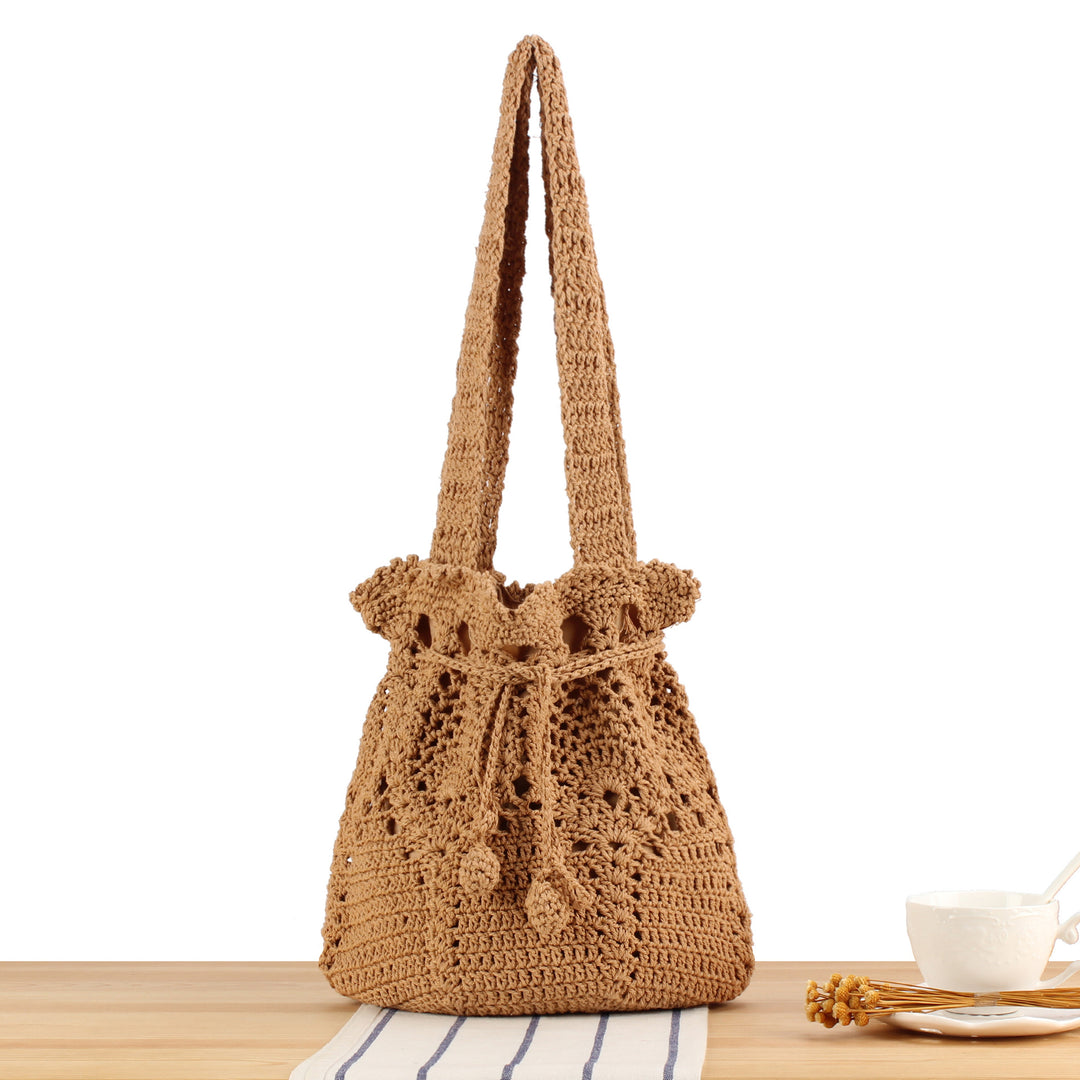 Macrame Shopper Bag with Decorative Drawstring Kalsten