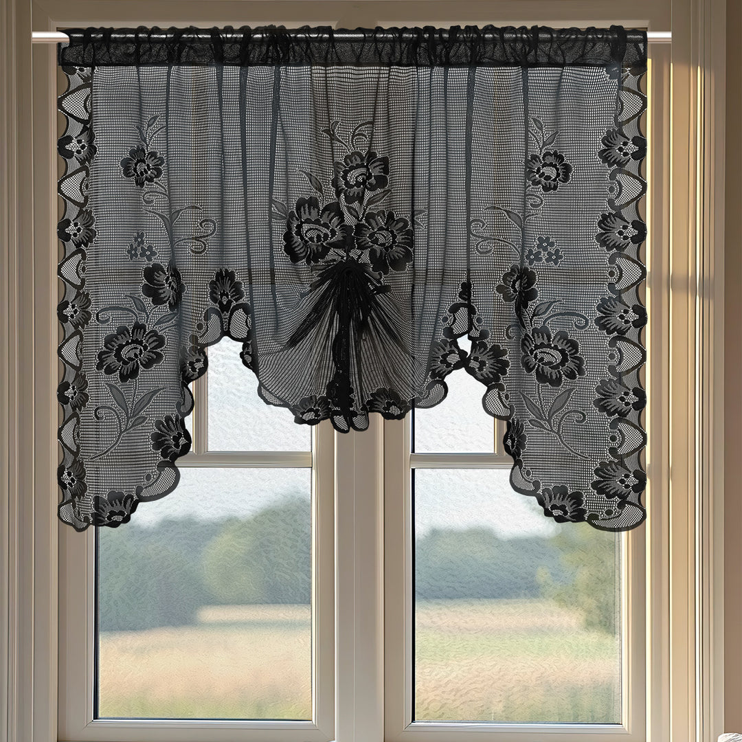 Elegant Floral Lace Window Curtains
