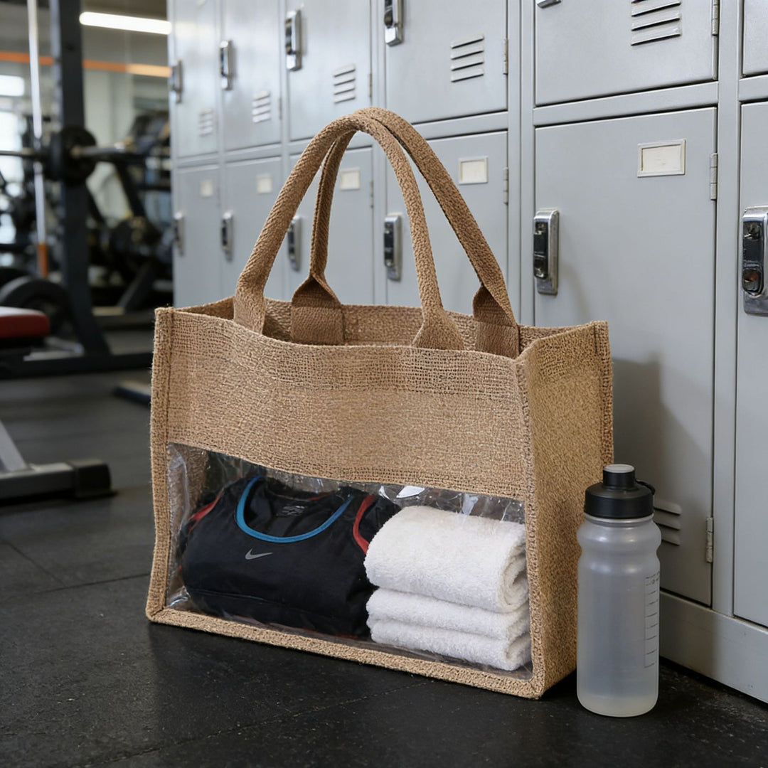 Shopping bag made of natural jute with mesh design Kalsten