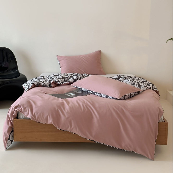 Duvet cover set made of cotton satin with Boho-Ethno pattern and reversible function