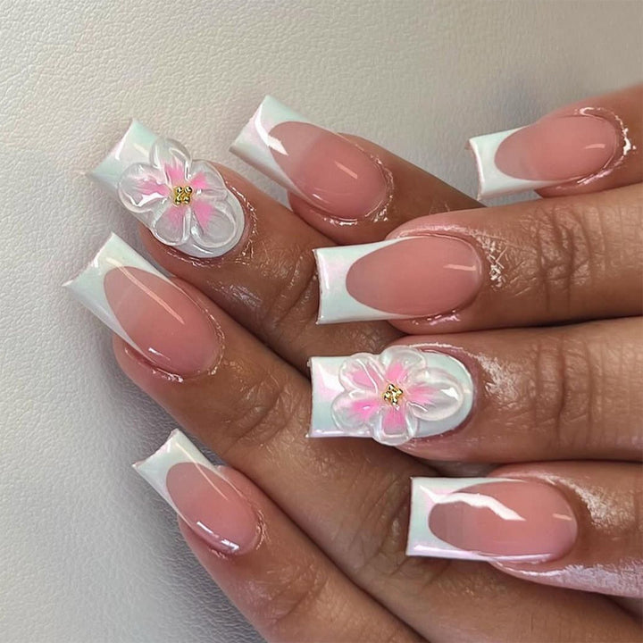 Artistic biodegradable nail extensions with floral accents Kalsten