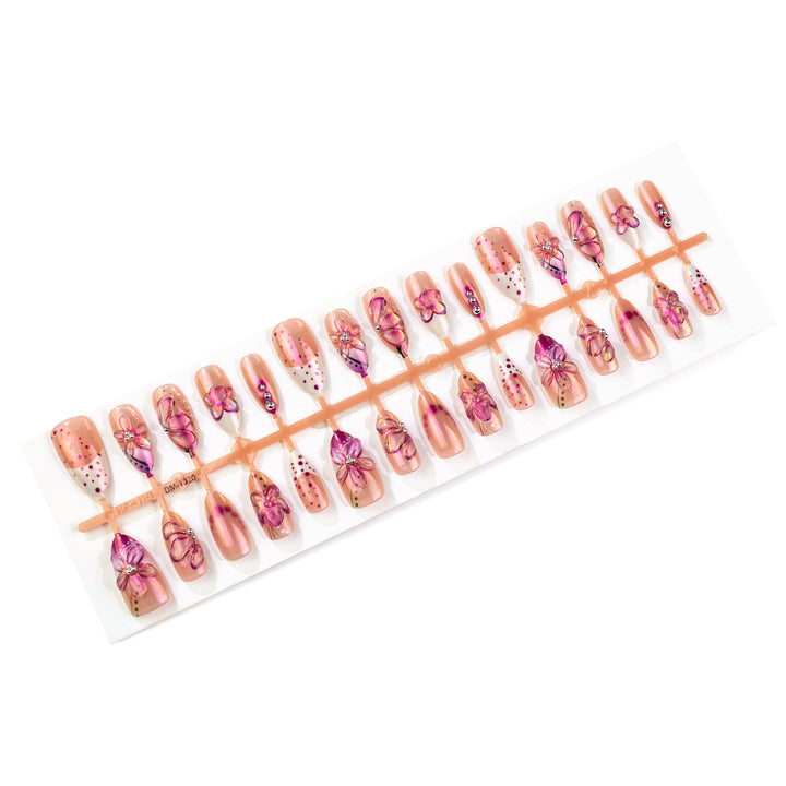 Artistic Floral Embellished Press-On Nails