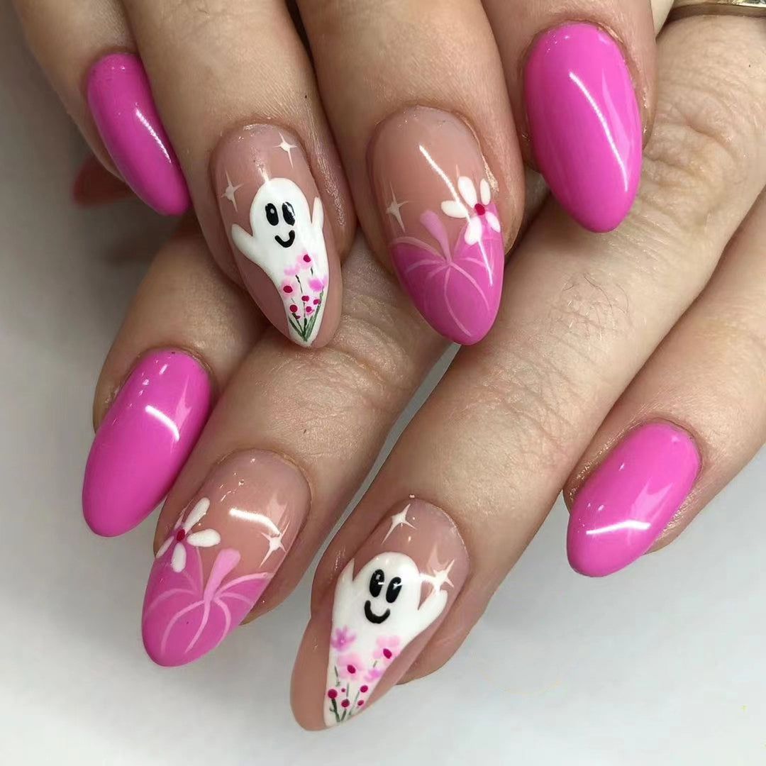 Artificial Nail Set with Colorful Flower Patterns Kalsten