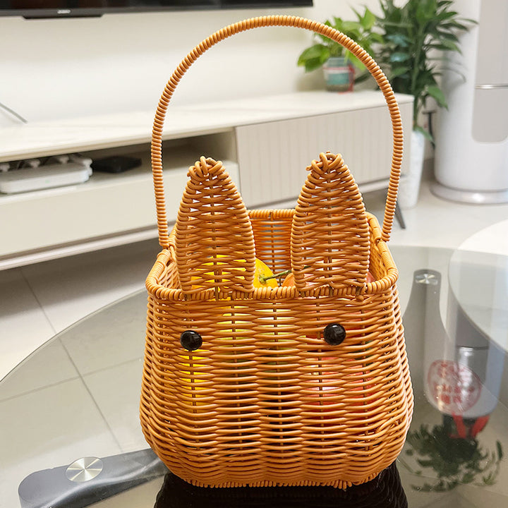 Bunny-Shaped Decorative Woven Storage Basket Kalsten