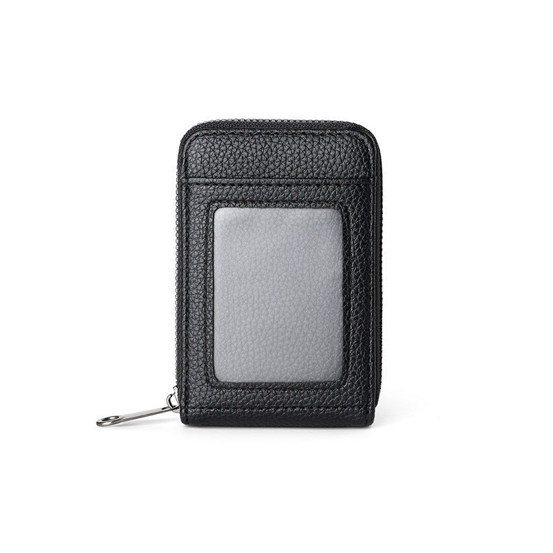 RFID-Blocking Textured Leather Zip Card Holder Kalsten