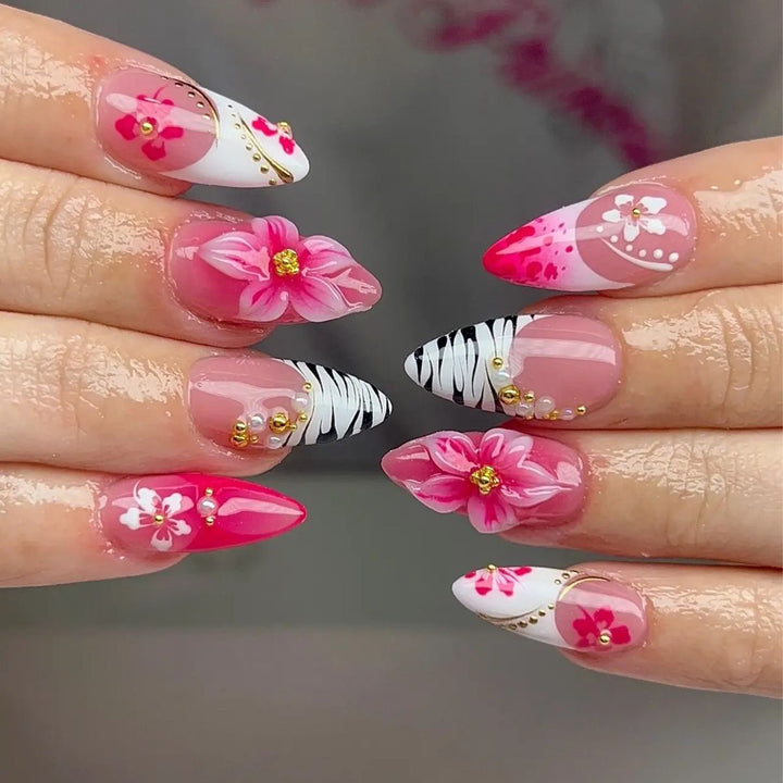 Exotic Floral 3D Stiletto Nail Art Kalsten