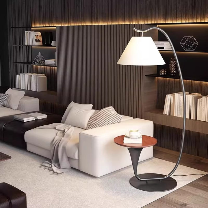 Contemporary Floor Lamp with Integrated Side Table