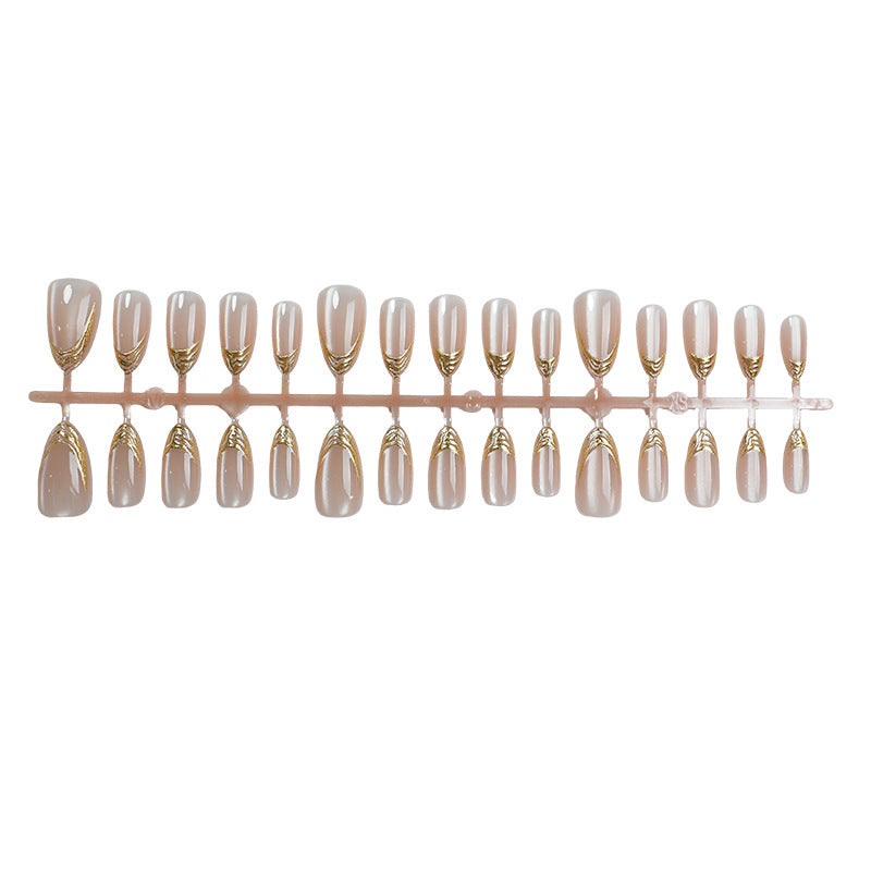 Elegant Golden Accent Press-On Nail Art Kalsten