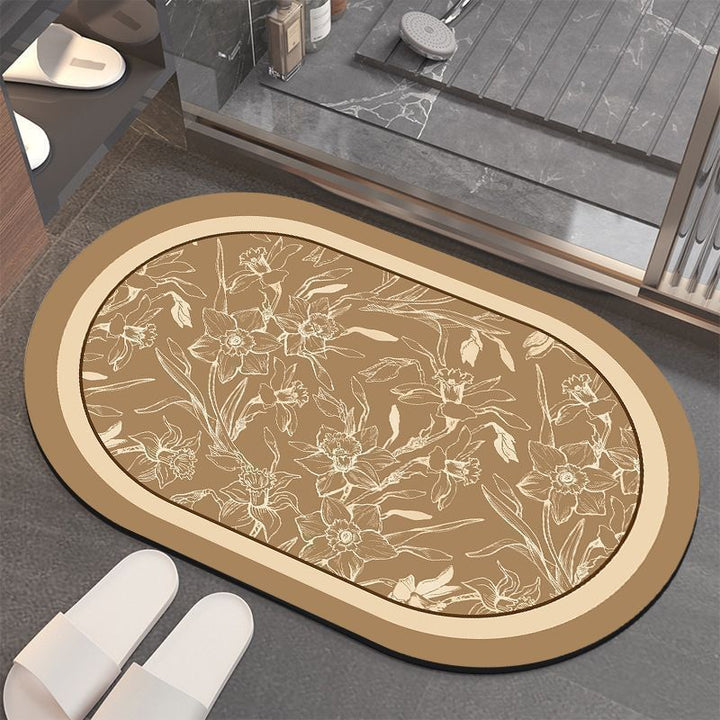 Floral-Patterned Memory Foam Bathroom Mat