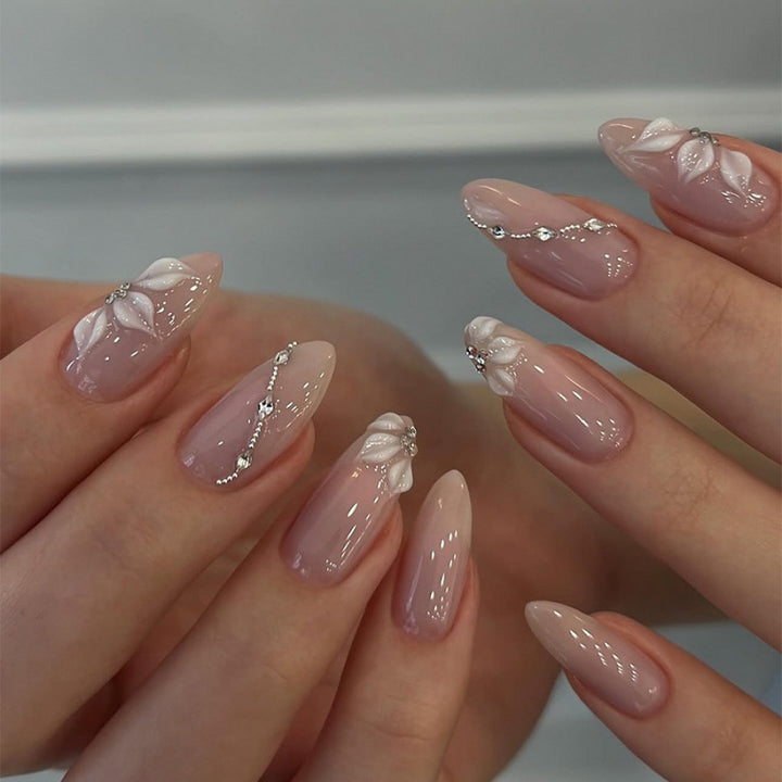 Elegant artificial nails with floral decorations Kalsten