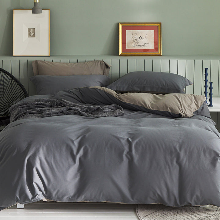 Bedding set made of premium cotton blend fabric reversible design with hidden zipper