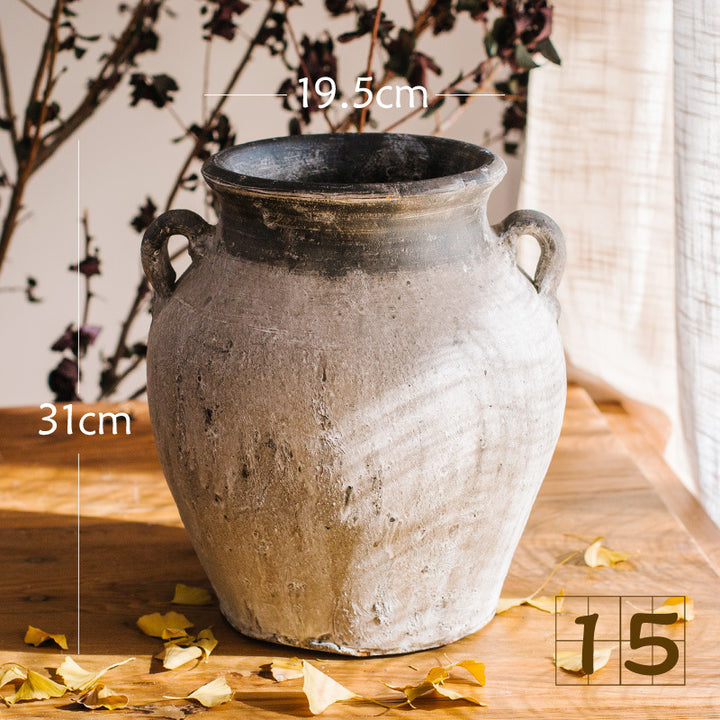 Rustic ceramic pot with handmade design Kalsten