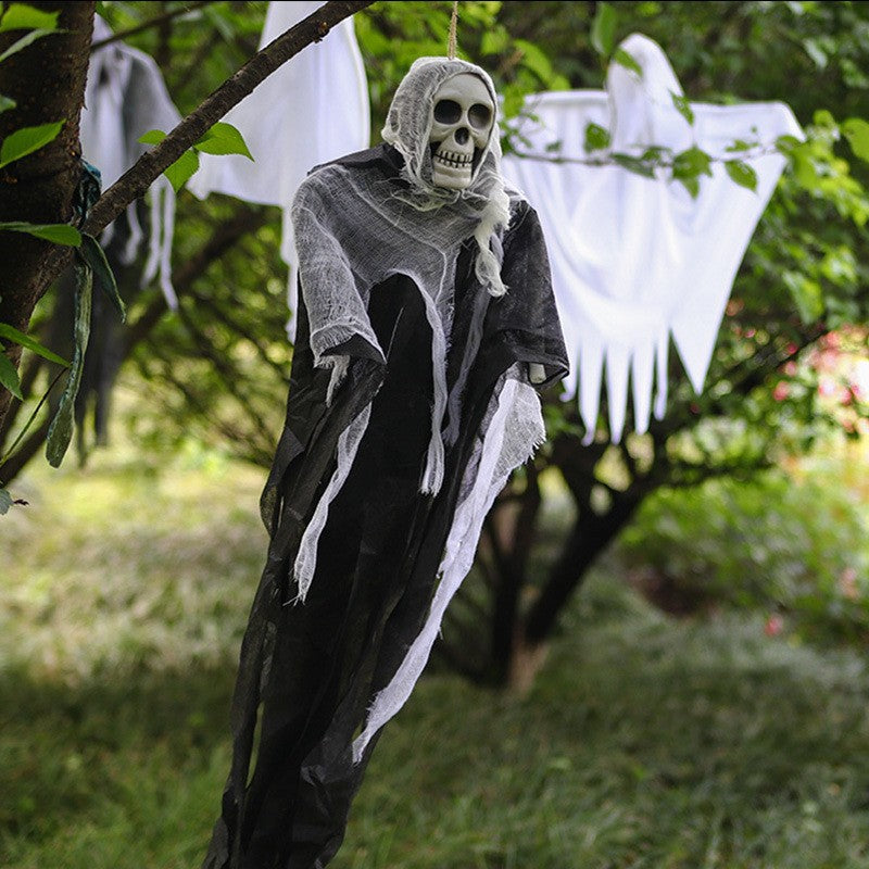 Creepy Halloween decoration figure with movable skeleton