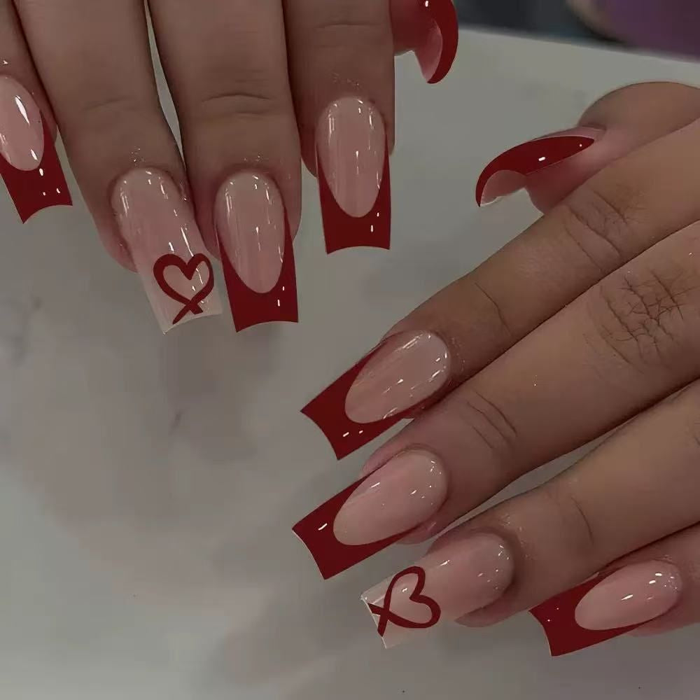 Heart-Embellished Gradient Nail Art Design Kalsten