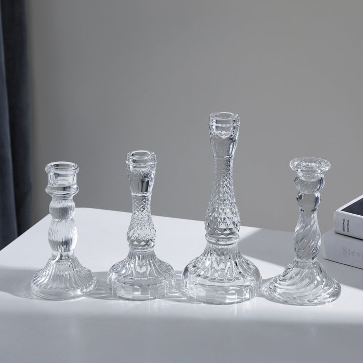 Tall Pressed Glass Decorative Candlestick Holder Kalsten
