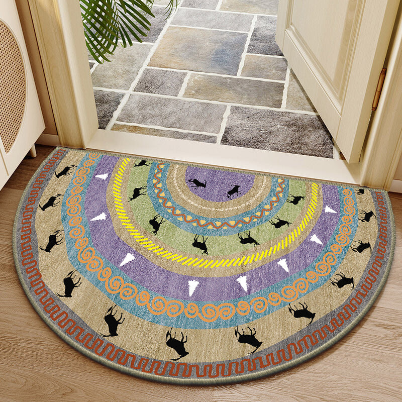 Elegant Round Floral Design Indoor Mat Kalsten