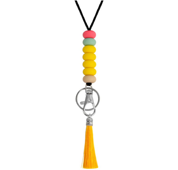 Colorful Beaded Keychain Lanyard with Tassel Kalsten