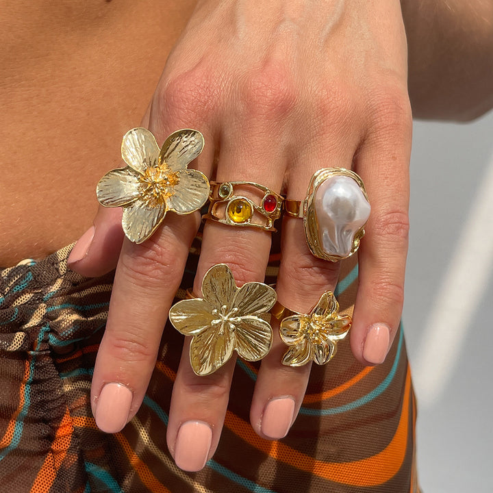 Floral Silver Statement Ring Kalsten