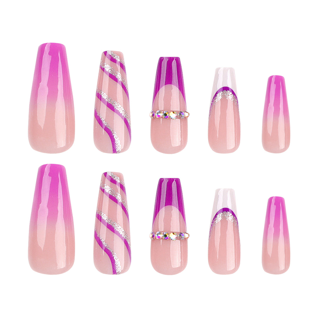 Artistic Nail Extensions with Glitter and Gradient Kalsten