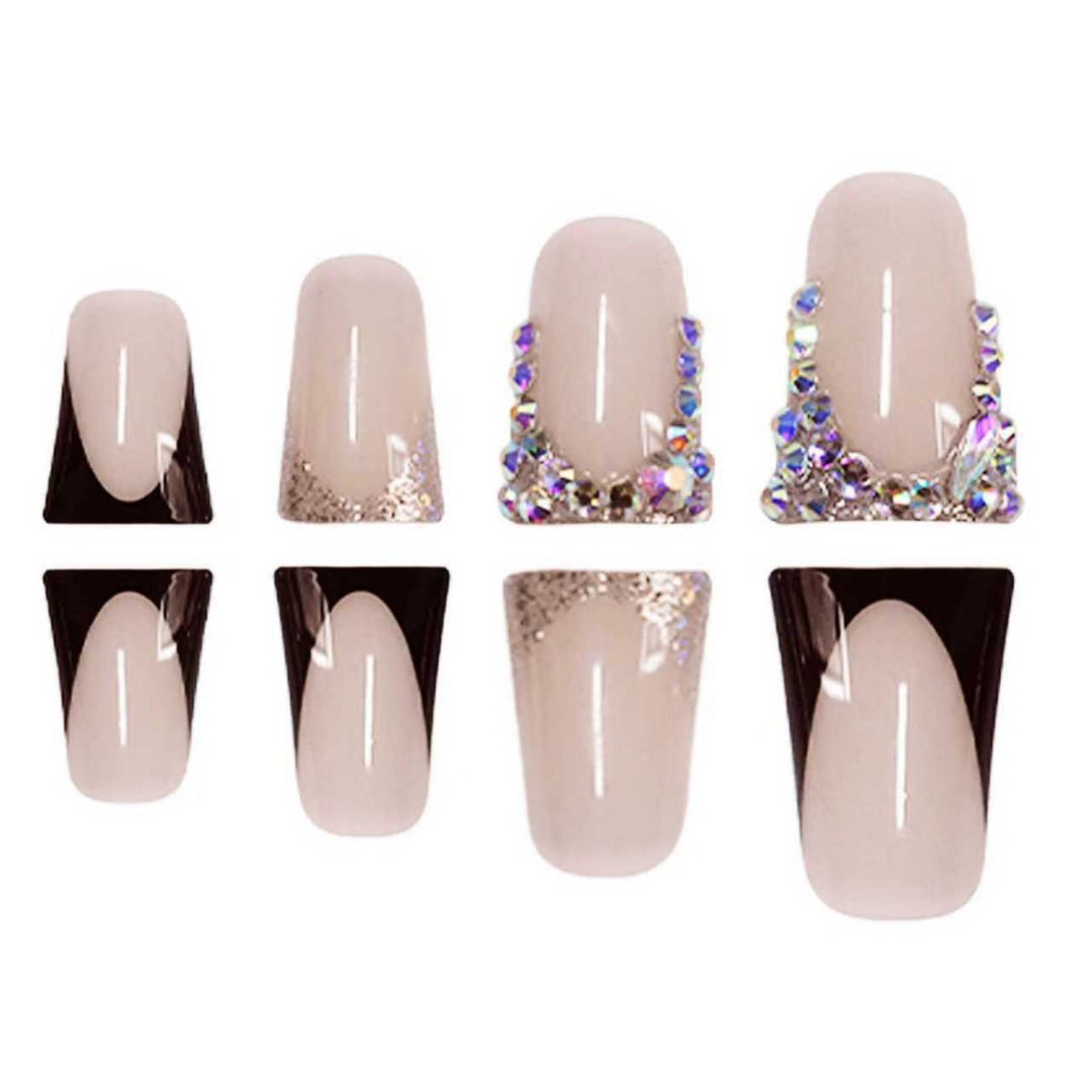 Decorative Press-On Nail Extensions with Gem Accents Kalsten