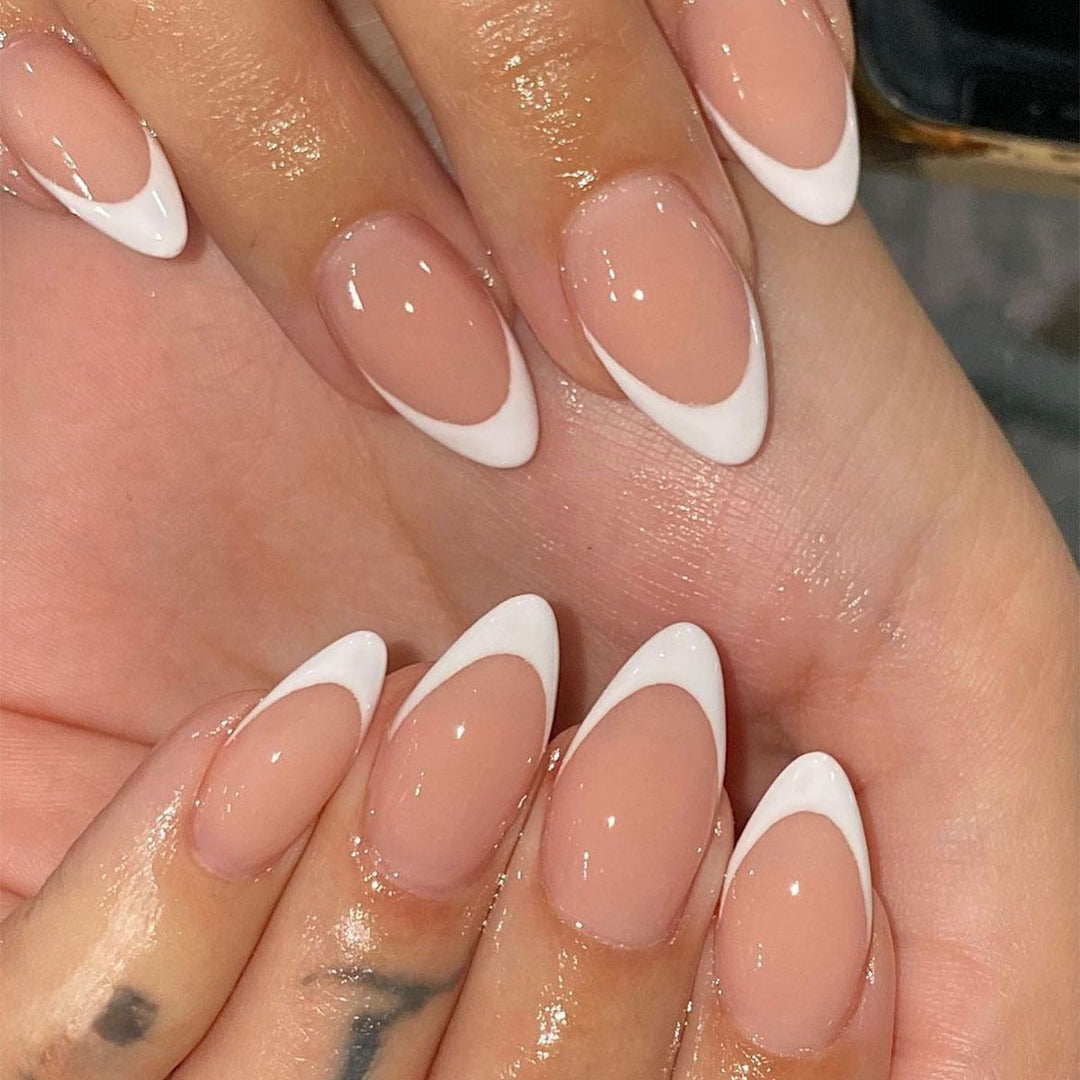 Elegant Stiletto French Tip Press-On Nails Kalsten