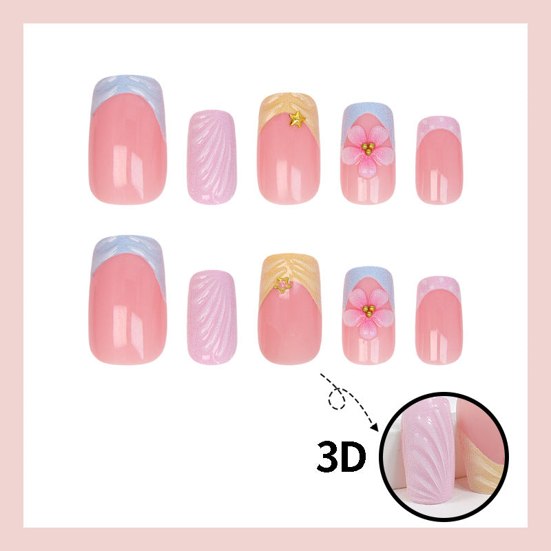 Acrylic nail set with elegant flower motifs and colorful designs Kalsten