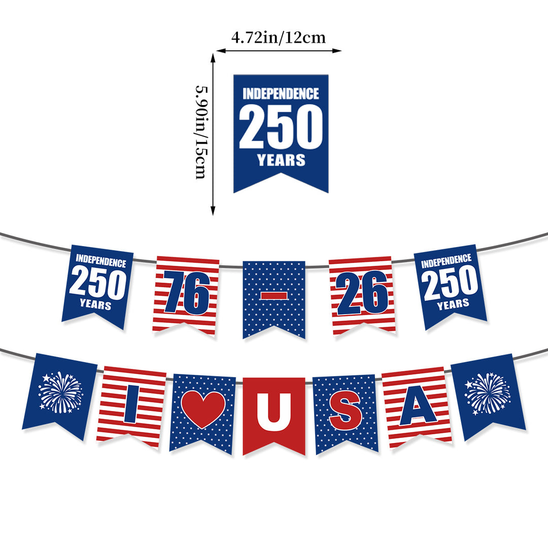 Unisex nan bunting with star motifs and stripes, weatherproof polyester party decoration Kalsten