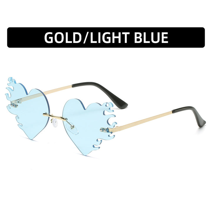 Heart-Shaped Flame Detail Sunglasses