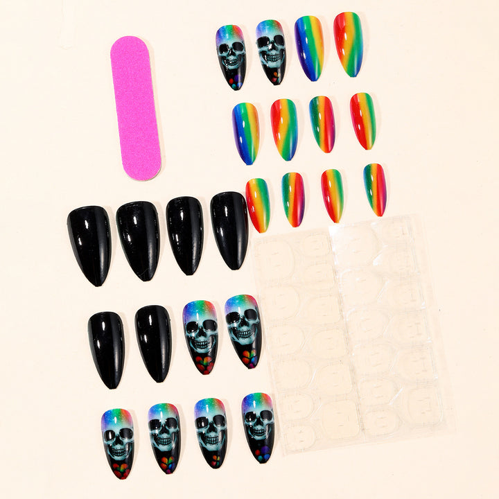 Artistic Skull-Themed Stiletto Nail Art Extensions Kalsten
