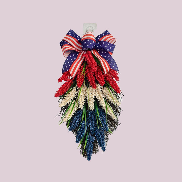 Unisex nan patriotic hanging decoration for door and wall made of artificial flowers with ribbon Kalsten