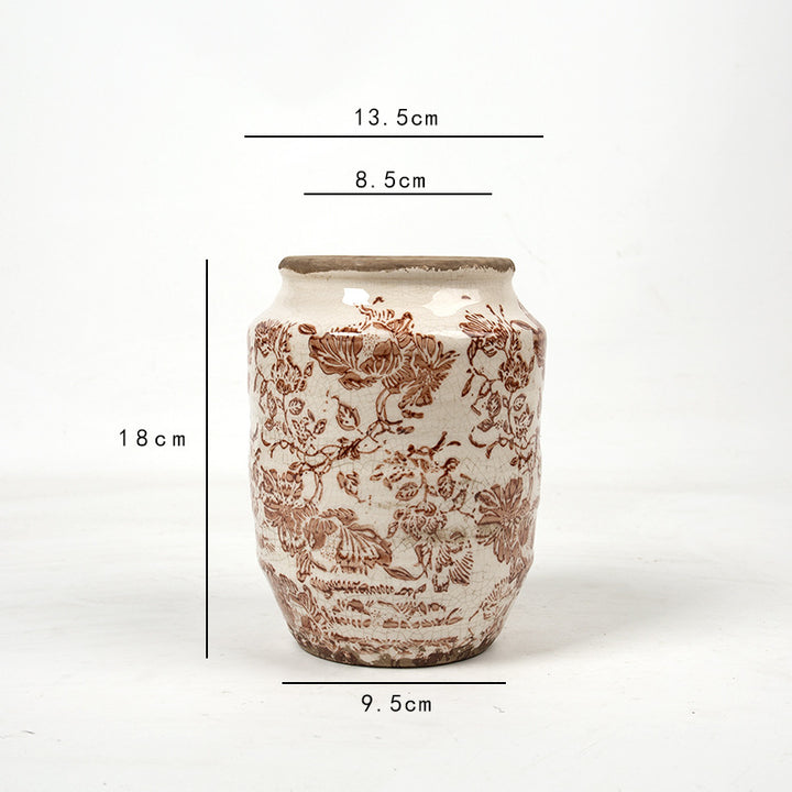 Floral ceramic flower pot with artistic pattern Kalsten