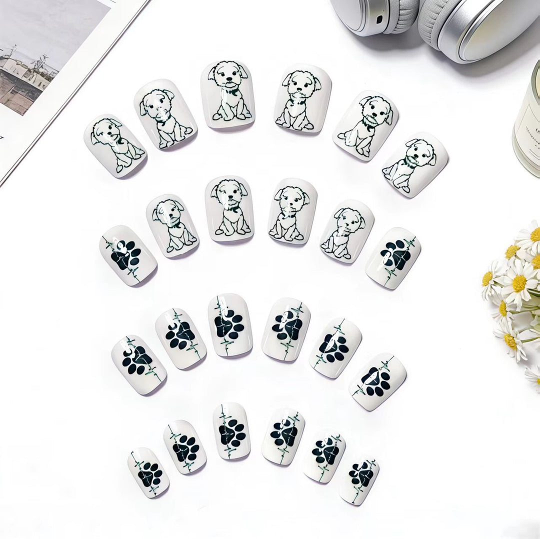 Acrylic nails with cute dog design Kalsten