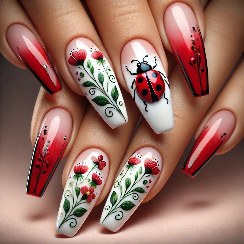 Creative Nail Art Set with Floral Motifs Kalsten