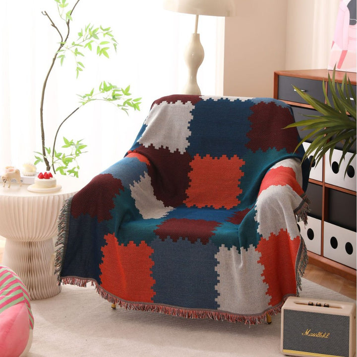 Textured Patchwork Design Throw Blanket