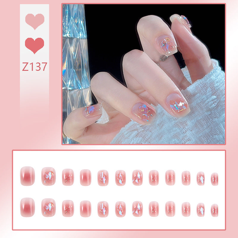 Nail set with sparkling 3D applications and romantic elements Kalsten