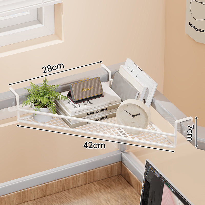 Clamp-On Mesh Desk Partition Shelf Organizer with Lattice Tray and Over-Edge Hooks