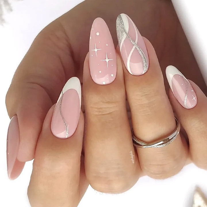 Premium Press-On Nail Art Set with Elegant Swirl Design Kalsten